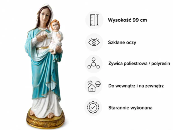 Figura Maryi z Dzieciątkiem Jezus 99 cm ze szklanymi oczami