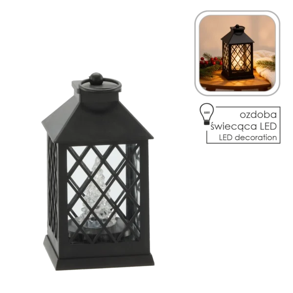 Lampion LED 10,5 × 10,5 × 19 cm z choinką