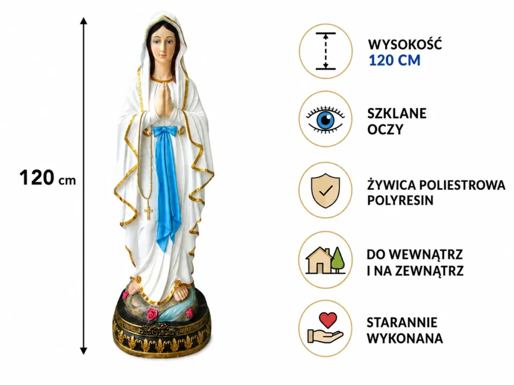 Figura Matki Bożej z Lourdes 120 cm ze szklanymi oczami