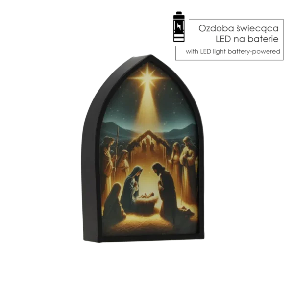Obraz w ramce LED - szopka bożonarodzeniowa z gwiazdą 13 × 21 × 4 cm