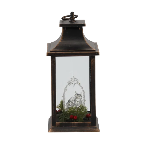 Lampion LED 14 × 14 × 30 cm ze Świętą Rodziną