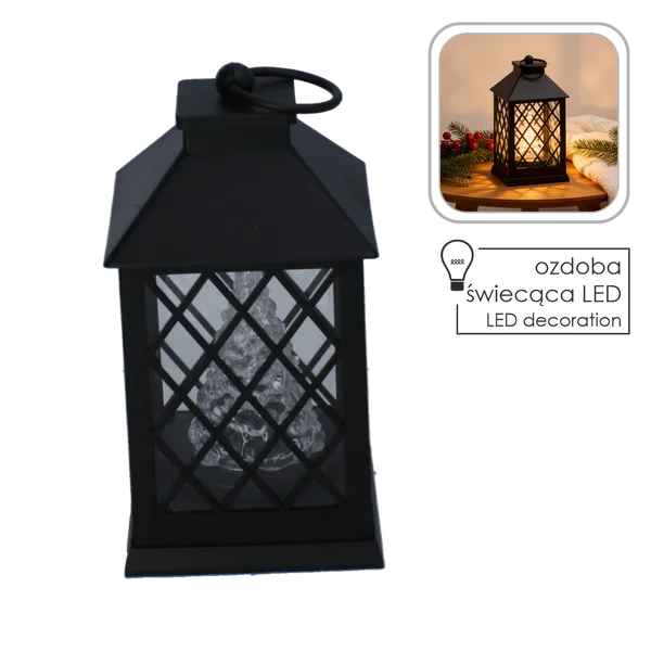 Lampion LED 10,5 × 10,5 × 19 cm z choinką