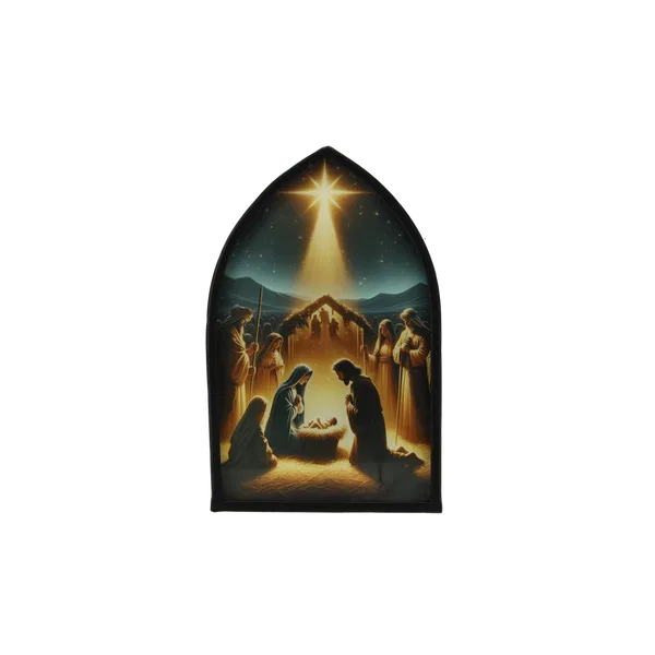 Obraz w ramce LED - szopka bożonarodzeniowa z gwiazdą 13 × 21 × 4 cm