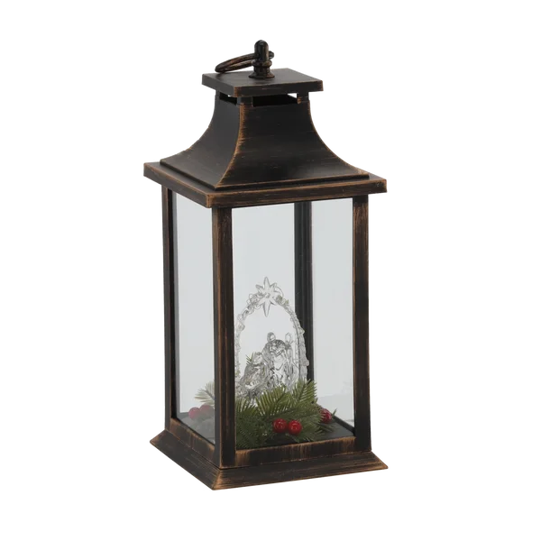 Lampion LED 14 × 14 × 30 cm ze Świętą Rodziną