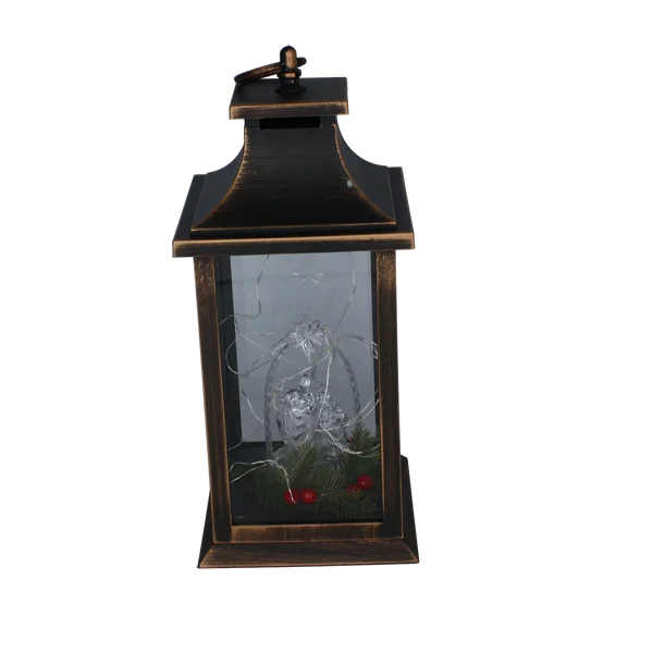 Lampion LED 14 × 14 × 30 cm ze Świętą Rodziną